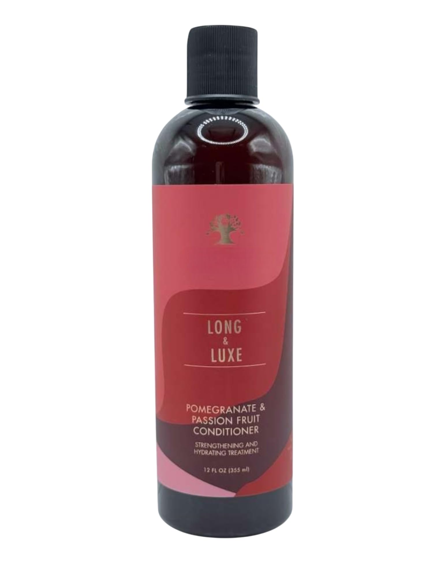 Generic Long and Luxe conditioner passion fruit infusion close-up highlights vitamin C benefits.
