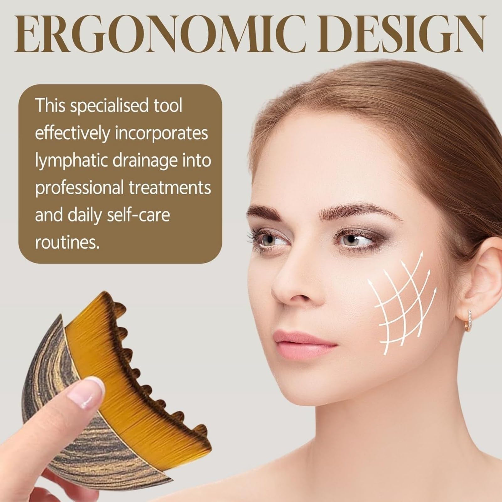 Generic ergonomic design contour brush for daily skincare routines.