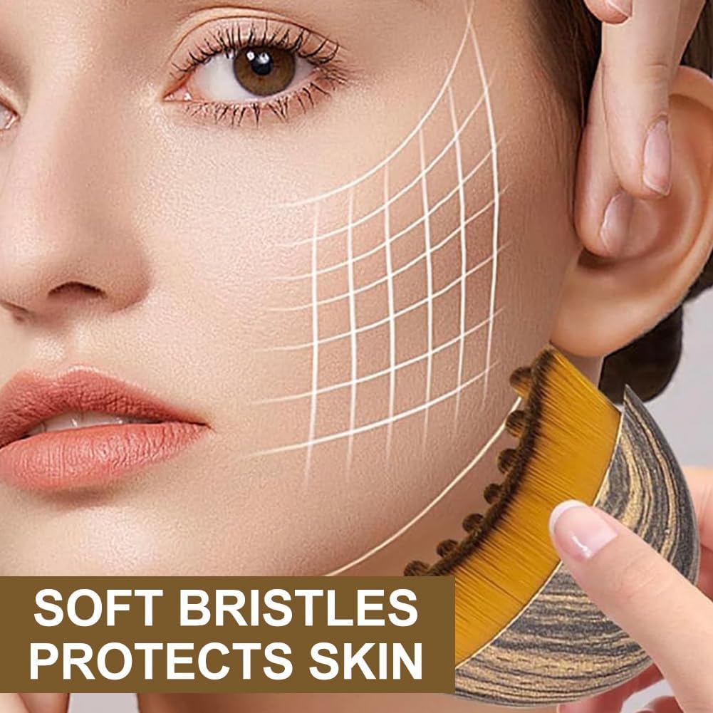 Generic lymphatic contour face brush side view promotes gentle lymph drainage.
