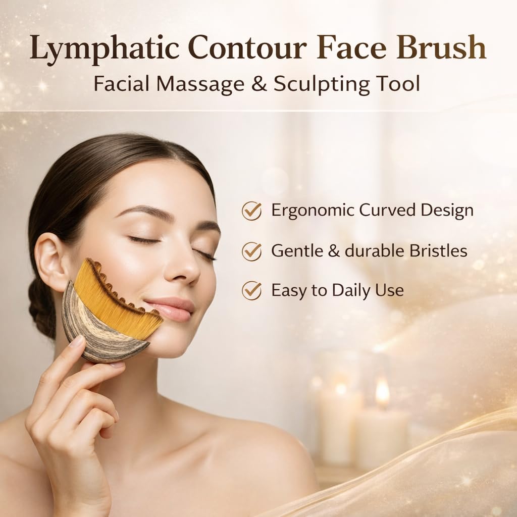 Generic two-head contour brush emphasizes symmetrical heads for balanced facial massage.