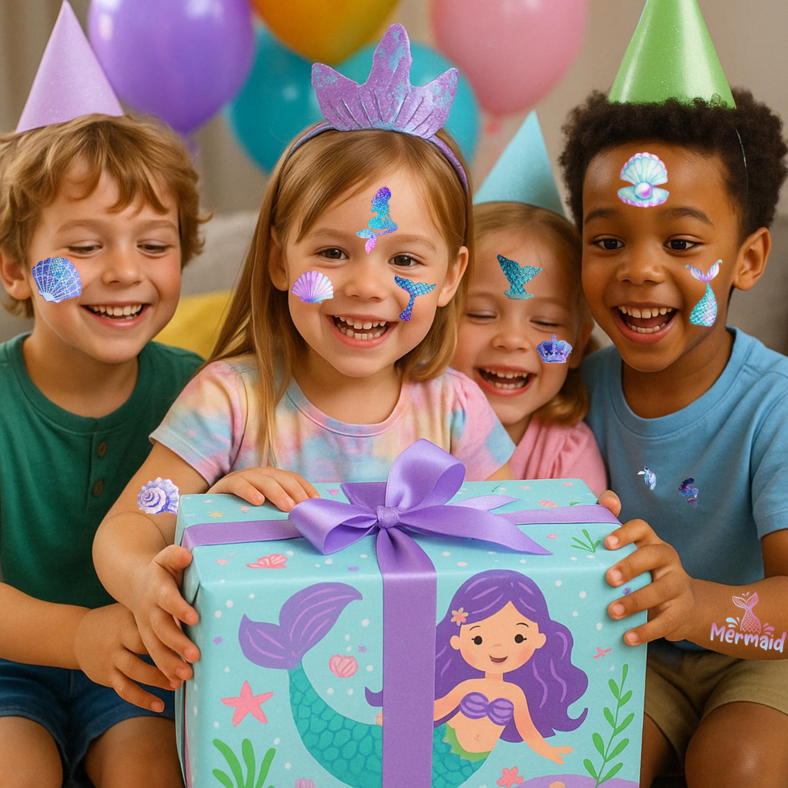Generic Mermaid Tattoos dolphins and sparkles for joyful school rewards.