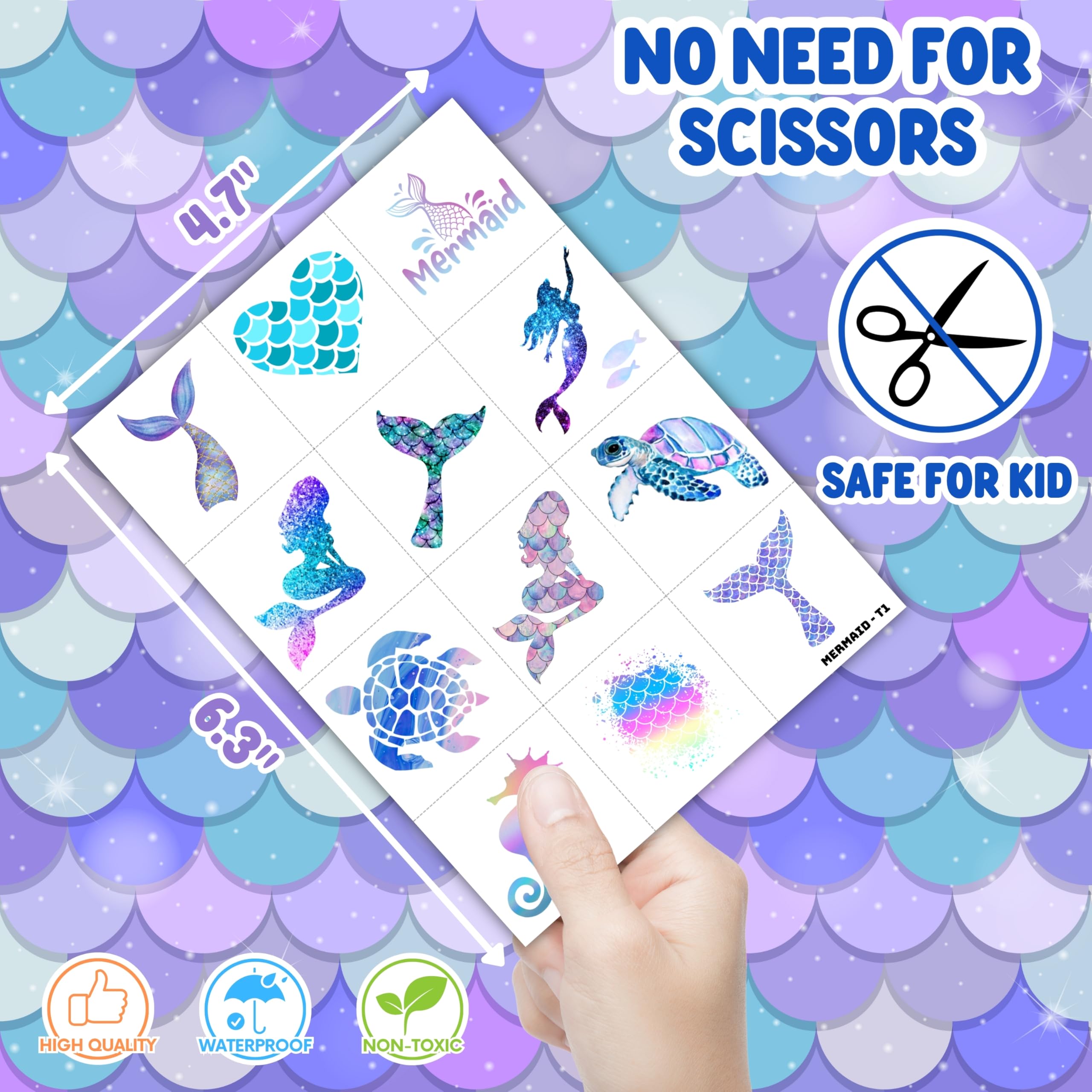 Generic Mermaid Tattoos purple mermaids add charm to backpacks and water bottles.