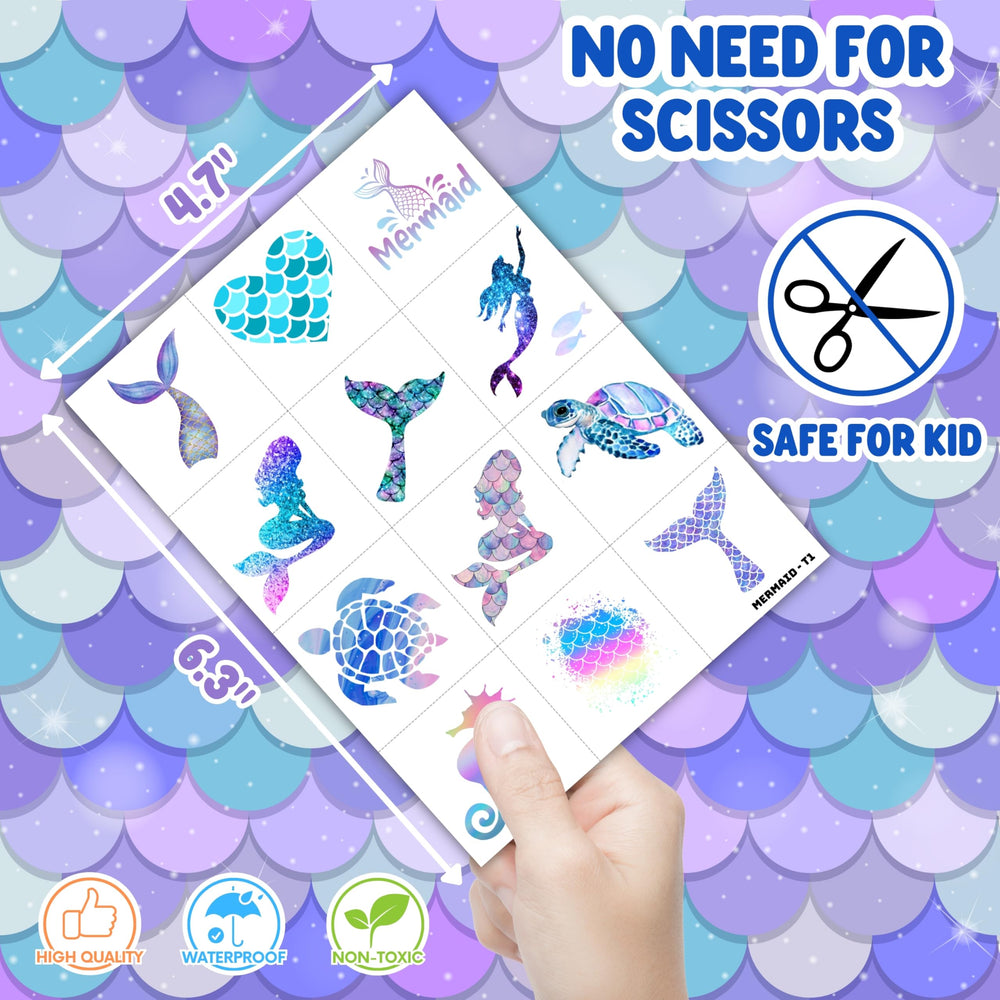 Generic Mermaid Tattoos purple mermaids add charm to backpacks and water bottles.