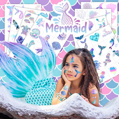 Generic Mermaid Tattoos seashells and coral motifs for ocean-themed celebrations.