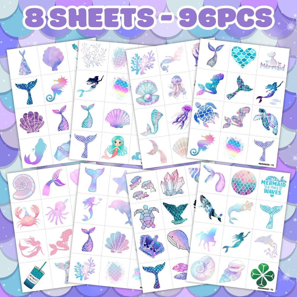 Generic Mermaid Tattoos pink mermaids for cute laptop and backpack decorations.