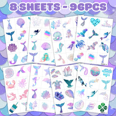 Generic Mermaid Tattoos pink mermaids for cute laptop and backpack decorations.