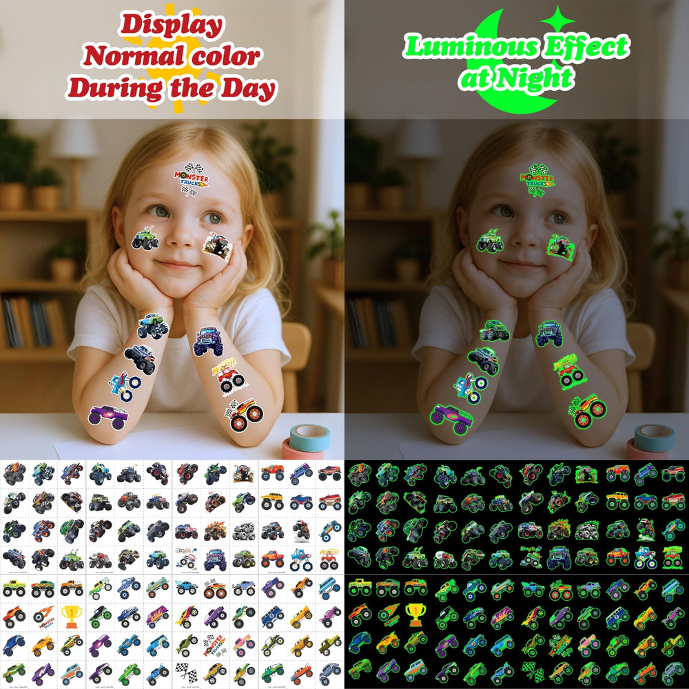 Generic Monster Truck tattoos application tear-out preview shows easy prep