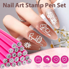 Generic Nail Art Stamp Pen geometric-pattern close-up showing clean lines for modern designs.