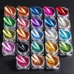 Polvo cromo espejo genérico en tono dorado para acabado espejo en uñas.