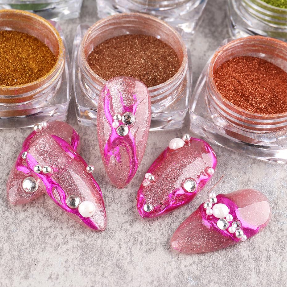 Polvo cromo espejo genérico plateado para brillo suave en uñas.