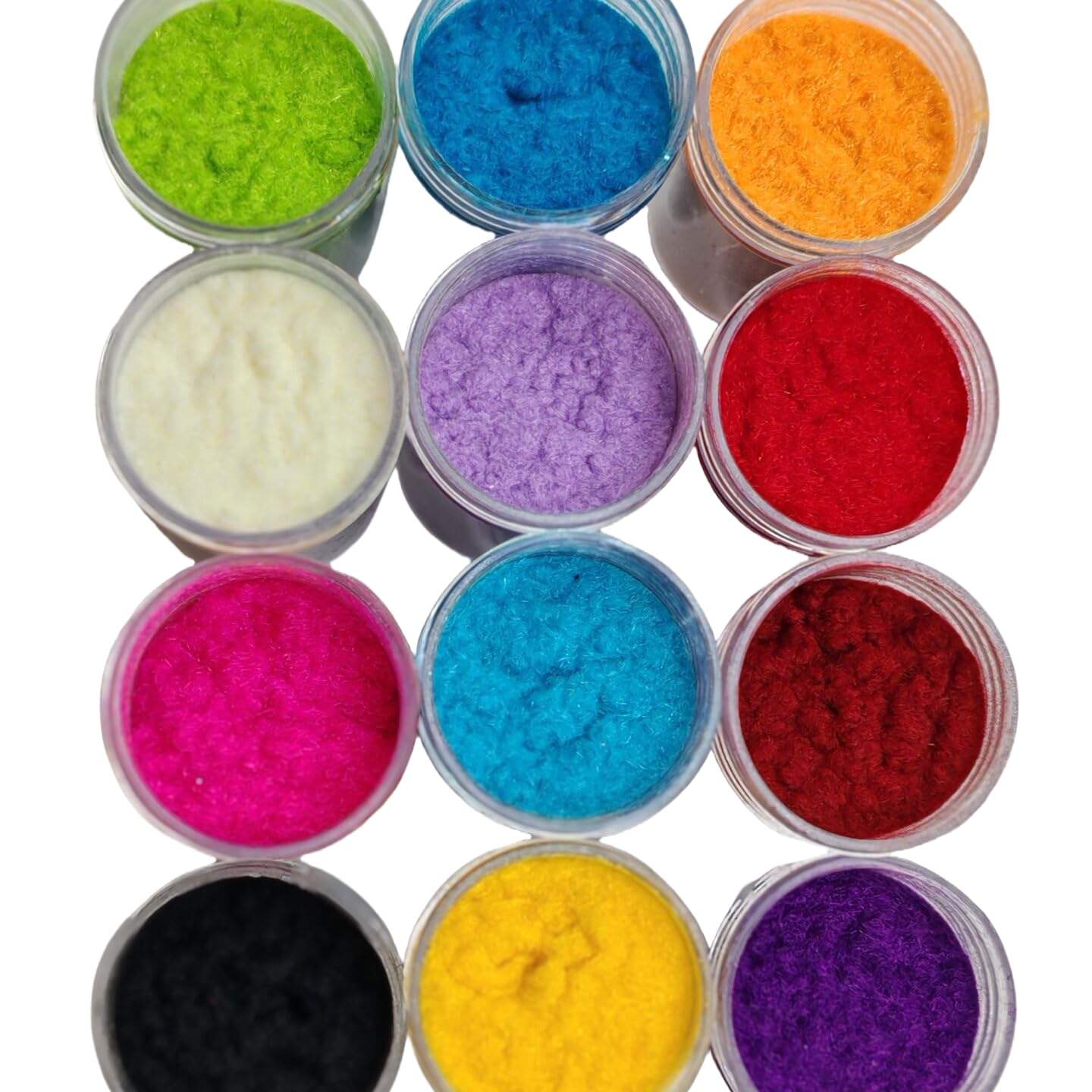 Polvo velloso para arte y manualidades con acabado texturizado.