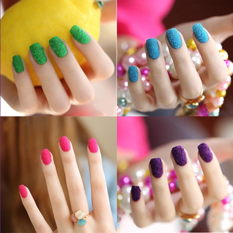 Ejemplos de acabado brillante en uñas creativas.