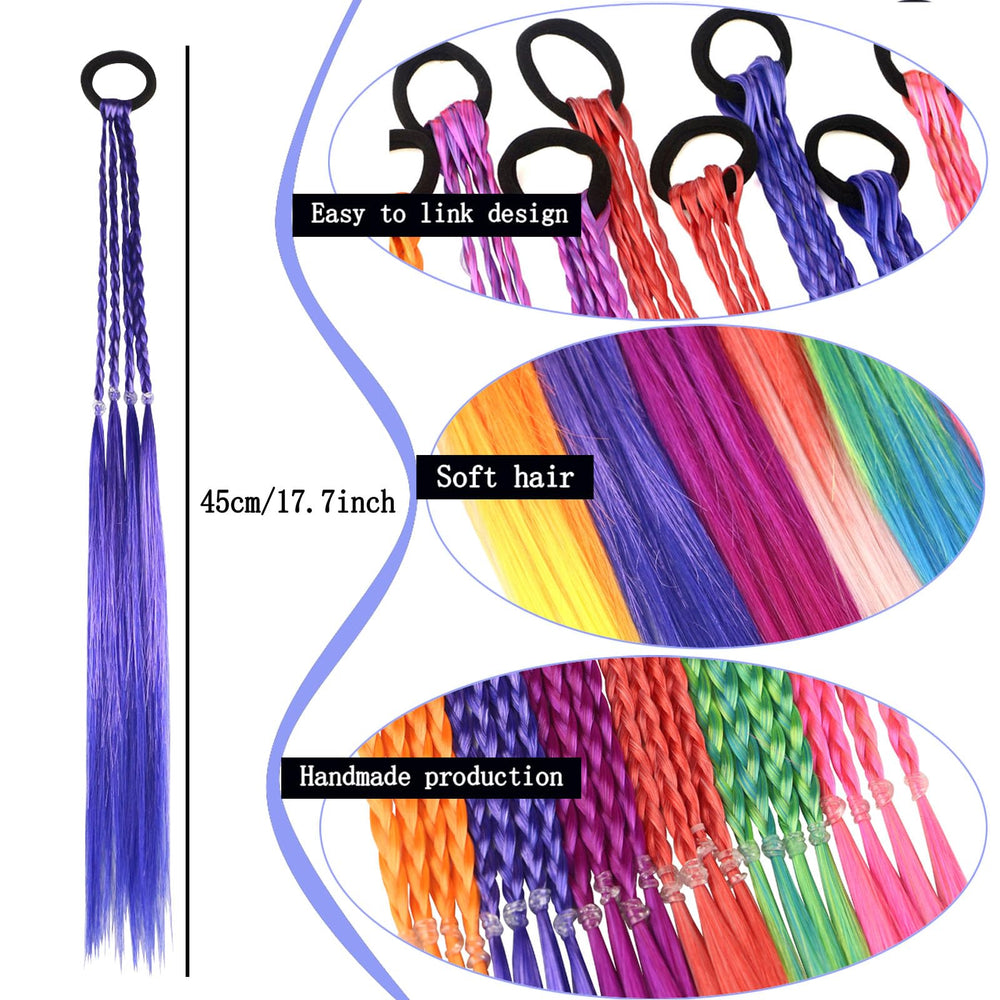 Generic six-piece rainbow braid accessory, lightweight and easy to slip on.