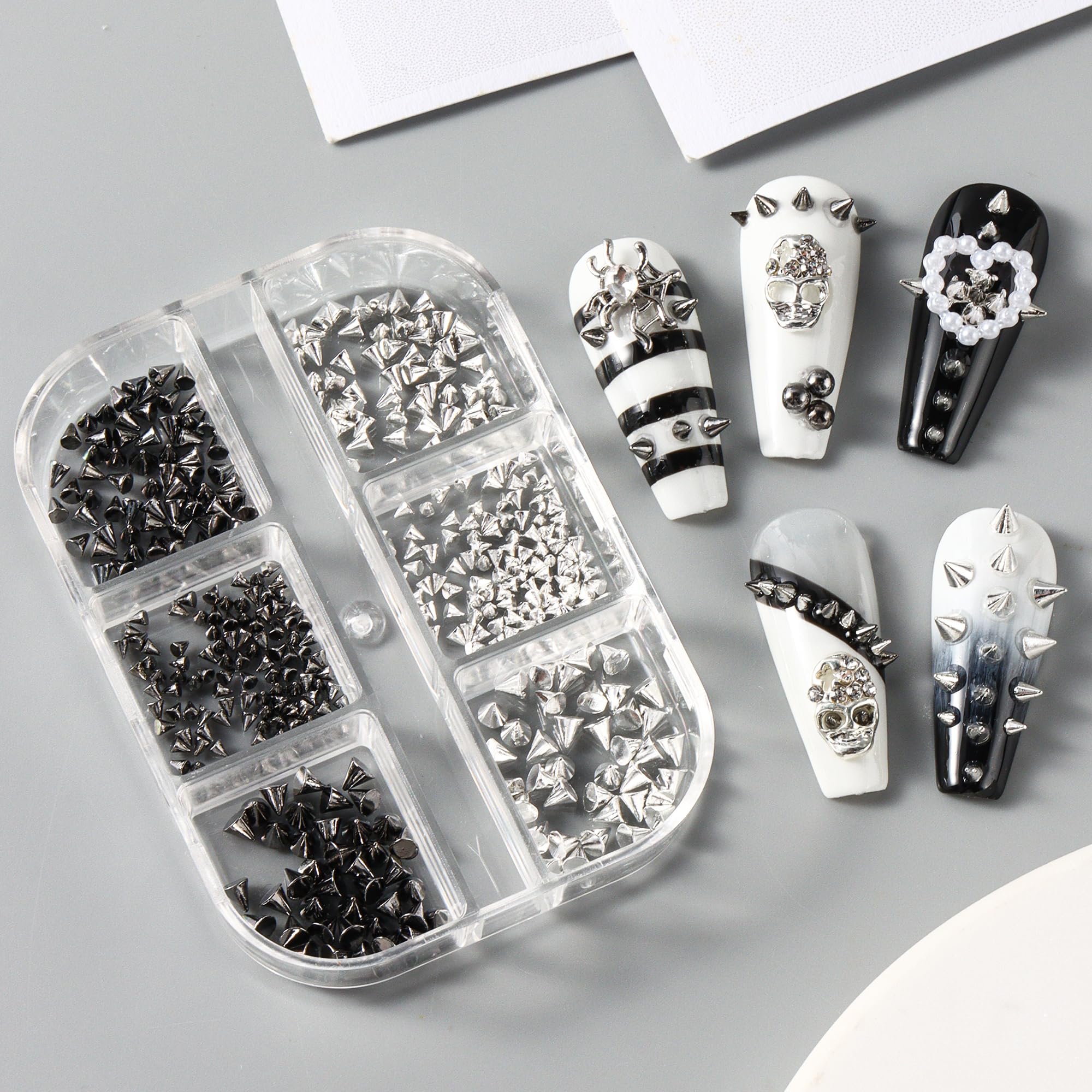 Generic six-grid compartment box keeps all charms organized and accessible.