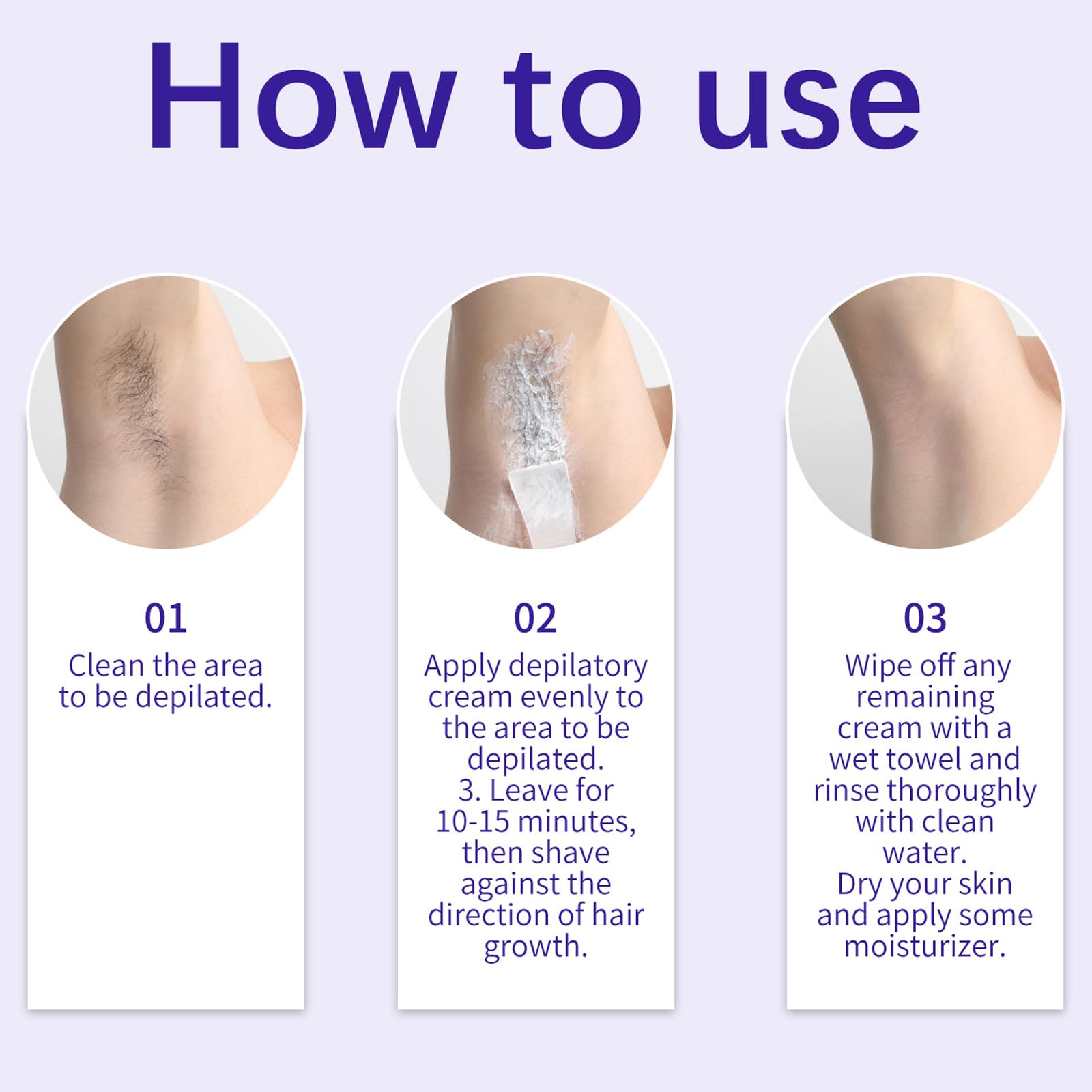 Generic Slow-down hair growth claim illustrated by long-lasting smooth skin effect