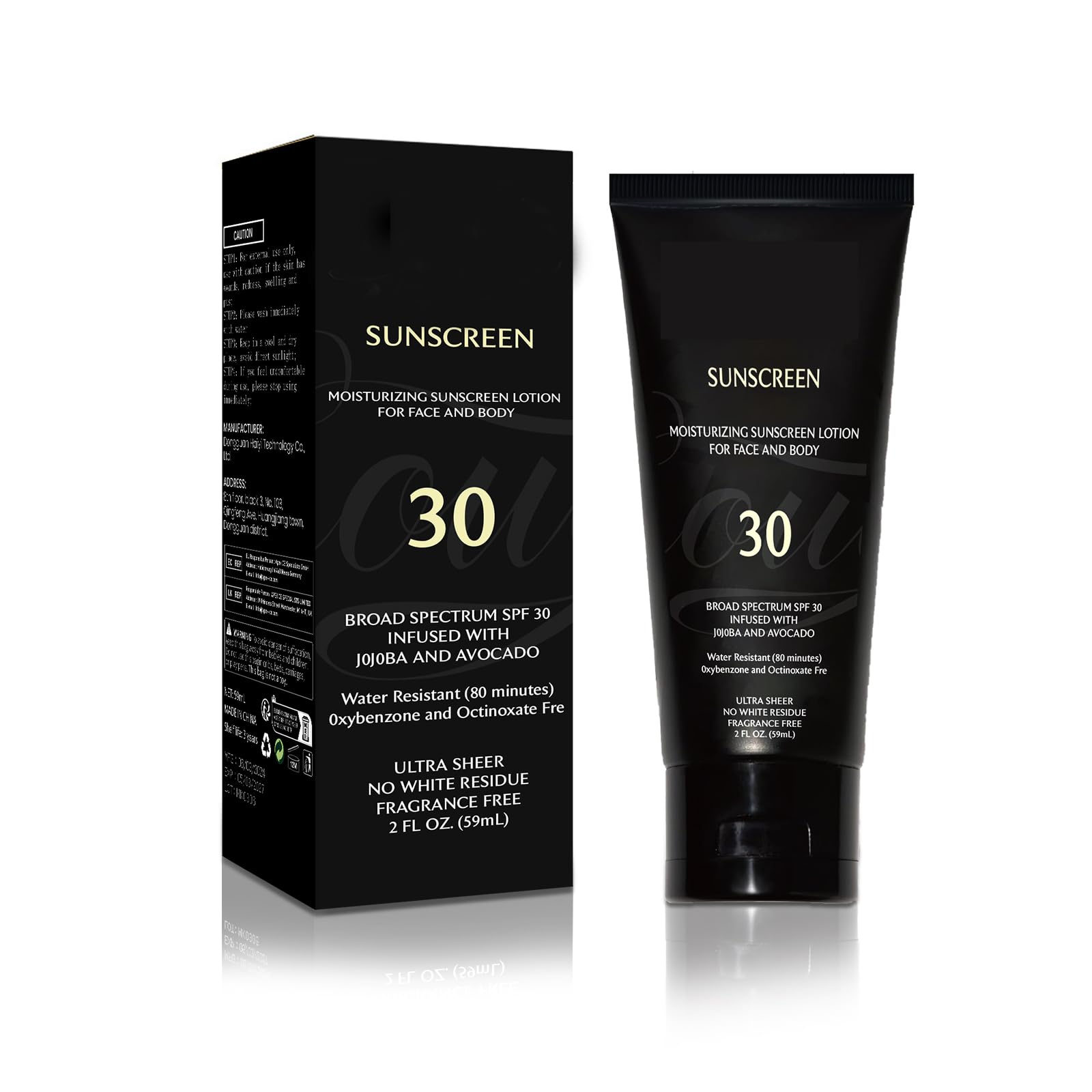 Genérico protector solar, botella de 2 oz, para piel morena, protección y hidratación.