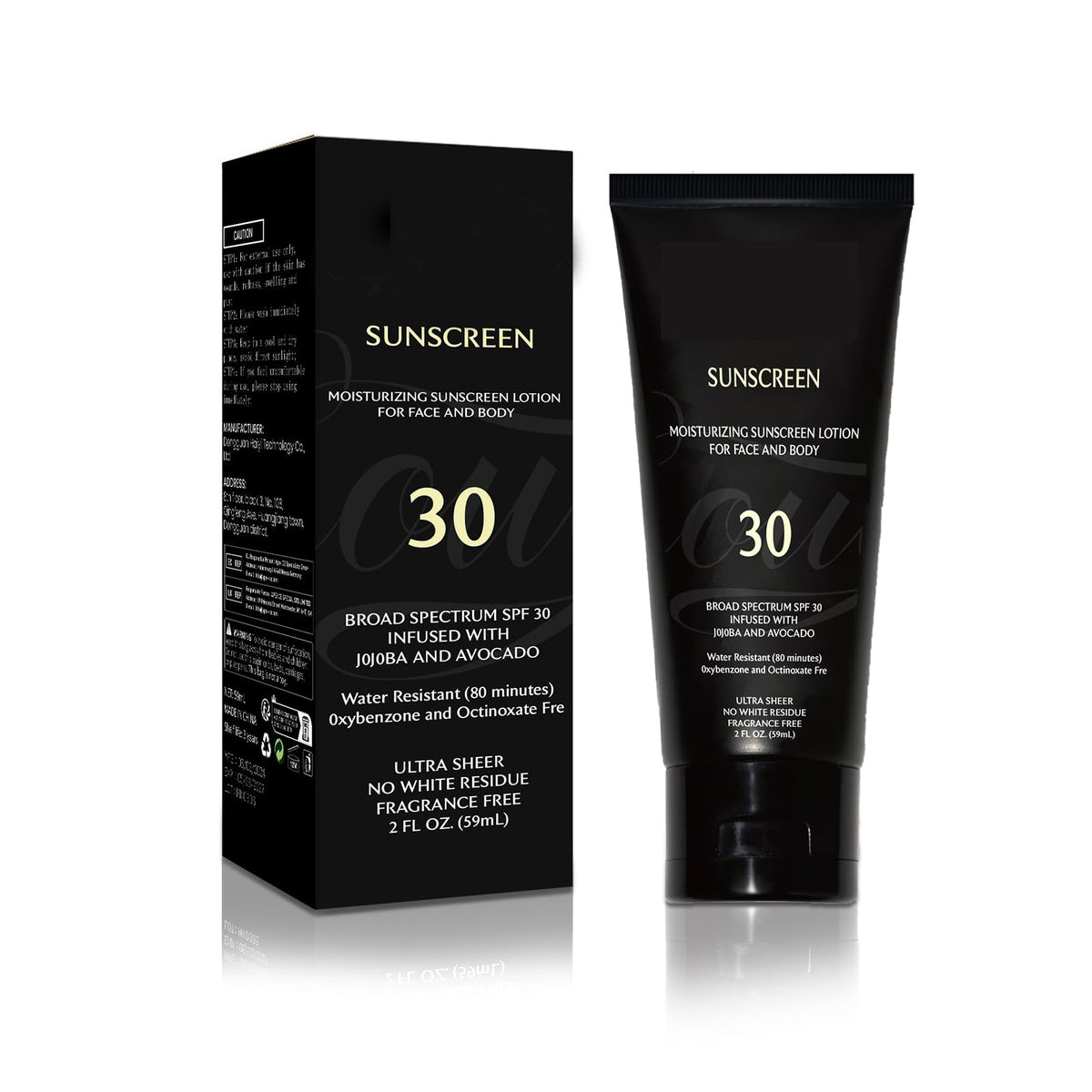 Genérico protector solar, botella de 2 oz, para piel morena, protección y hidratación.