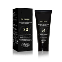 Genérico protector solar, botella de 2 oz, para piel morena, protección y hidratación.
