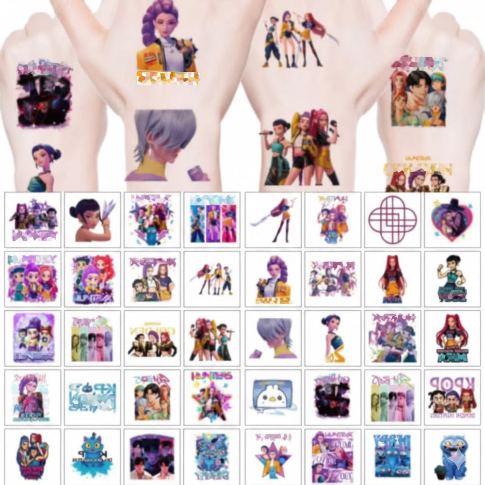 Generic tatuajes temporales K-Pop, diseños brillantes para decoración de fiestas.