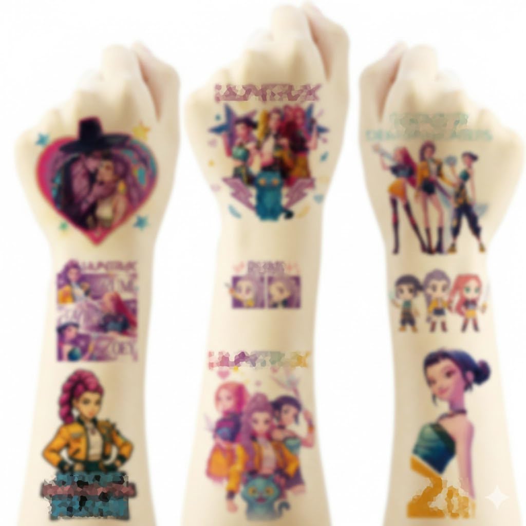 Generic tatuajes temporales K-Pop, personajes alegres para premios de clase.