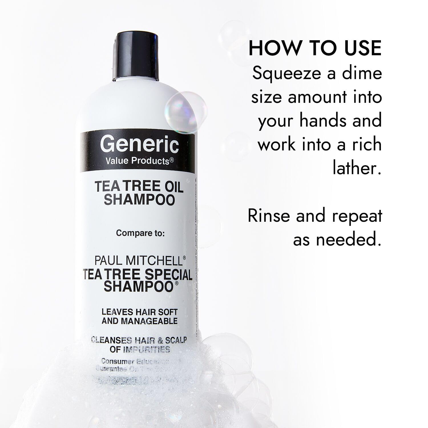 Generic Value Products Tea Tree Oil Shampoo hair looks soft and manageable.