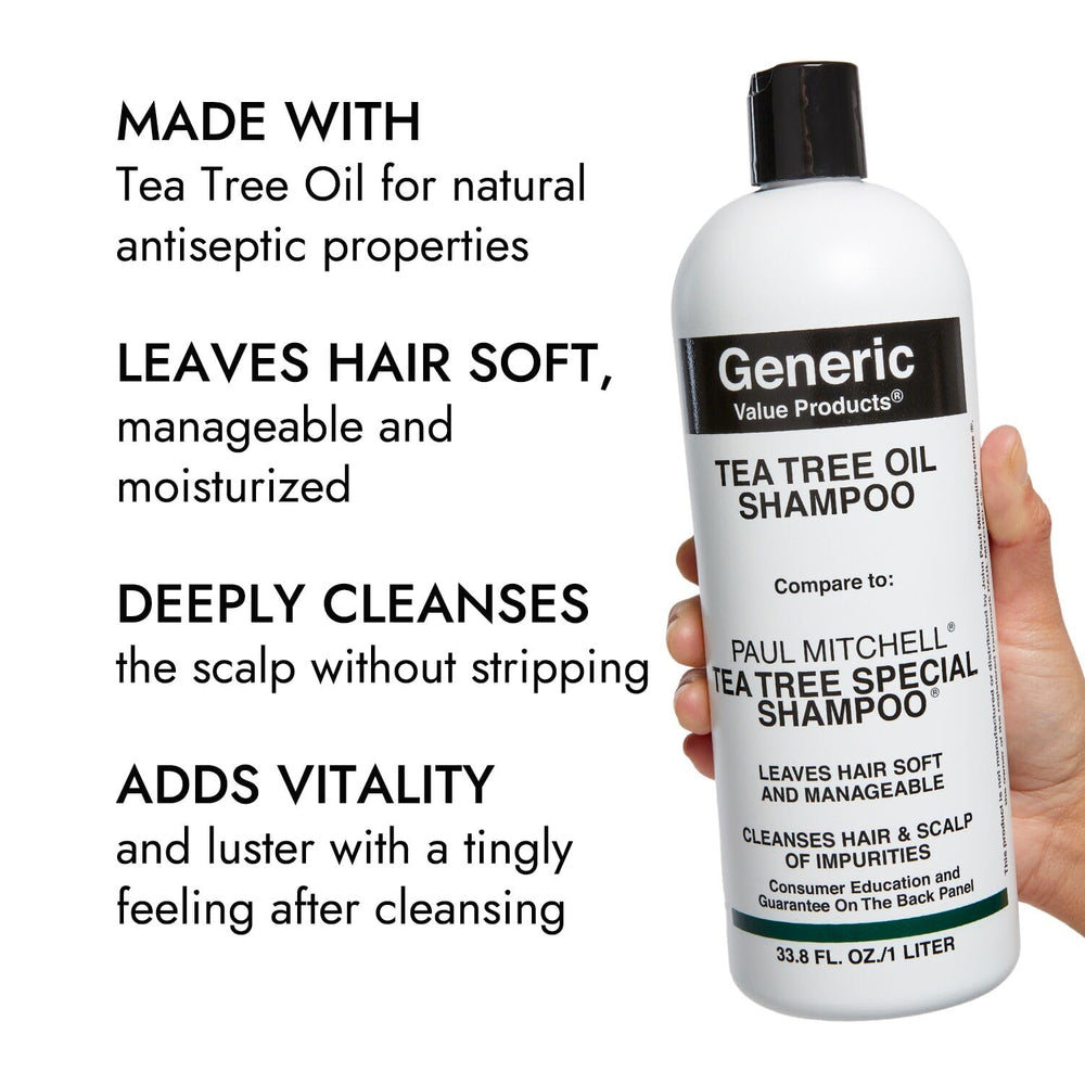 Generic Value Products Tea Tree Oil Shampoo scalp close-up with tingly sensation.