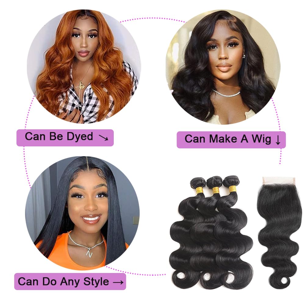 Generous Bundles 150% density closure blends with most skin tones.