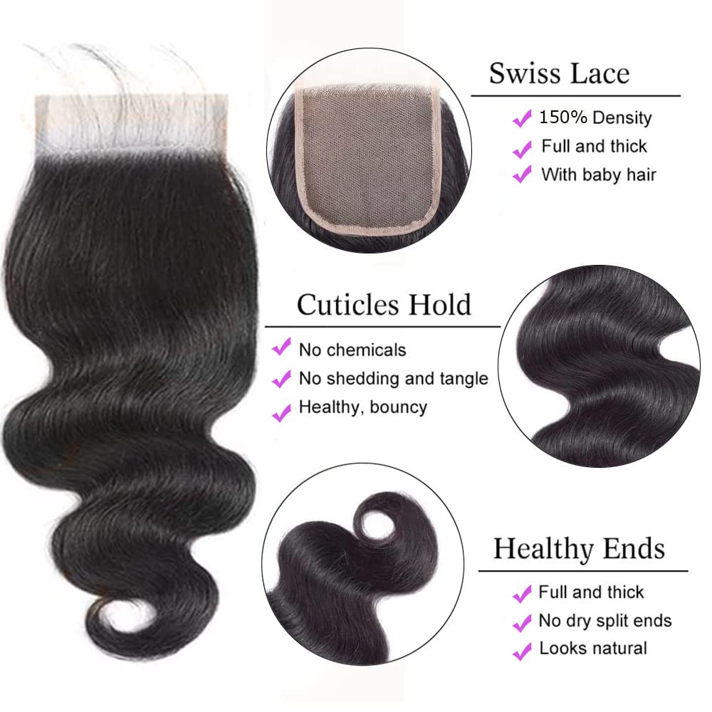 Generous Bundles 3 bundles and lace closure for full head coverage.