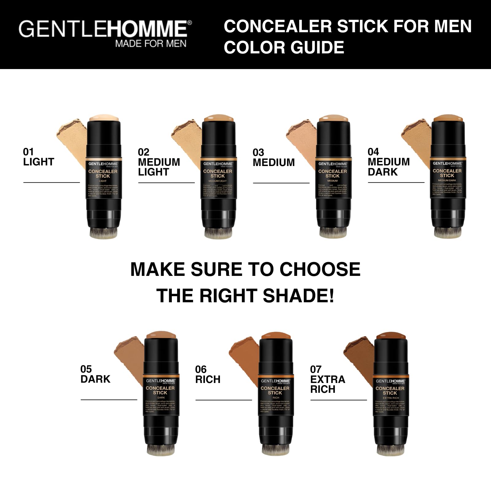 Gentlehomme concealer stick in use emphasizes travel-friendly makeup.