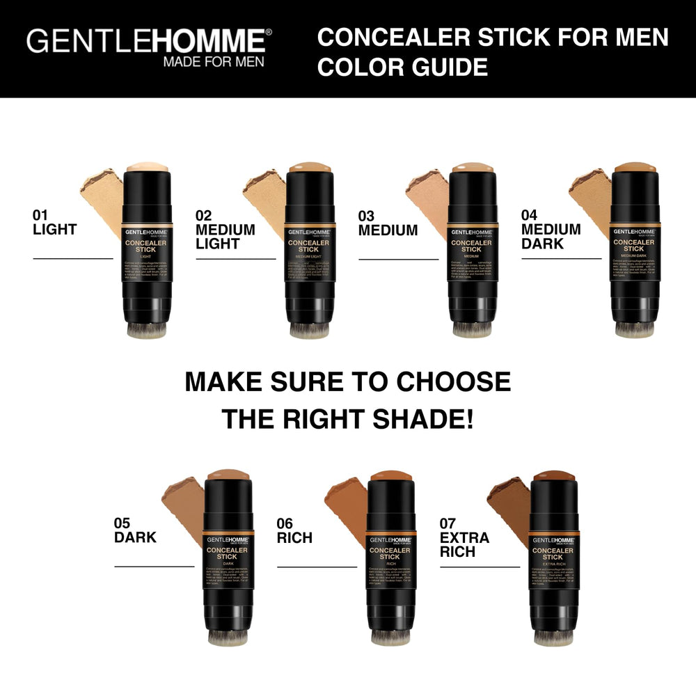 Gentlehomme concealer stick in use emphasizes travel-friendly makeup.