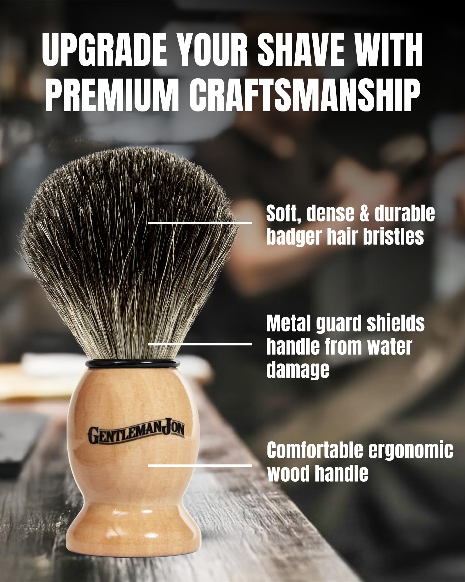 Gentleman Jon complete shaving kit arranged for a traditional wet shave routine.