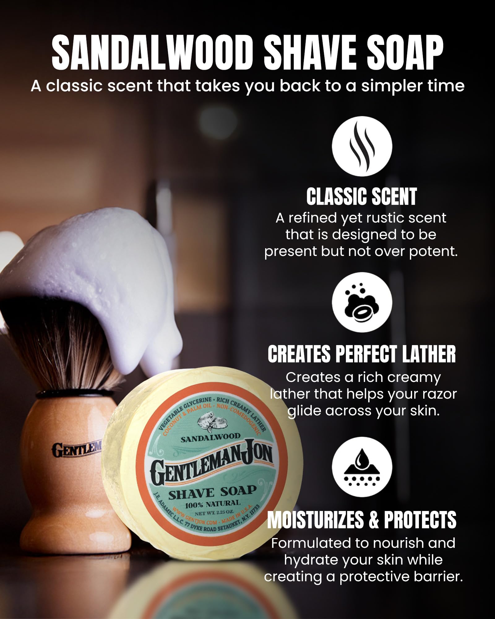 Gentleman Jon shaving bowl with soap creates creamy lather for a smooth shave