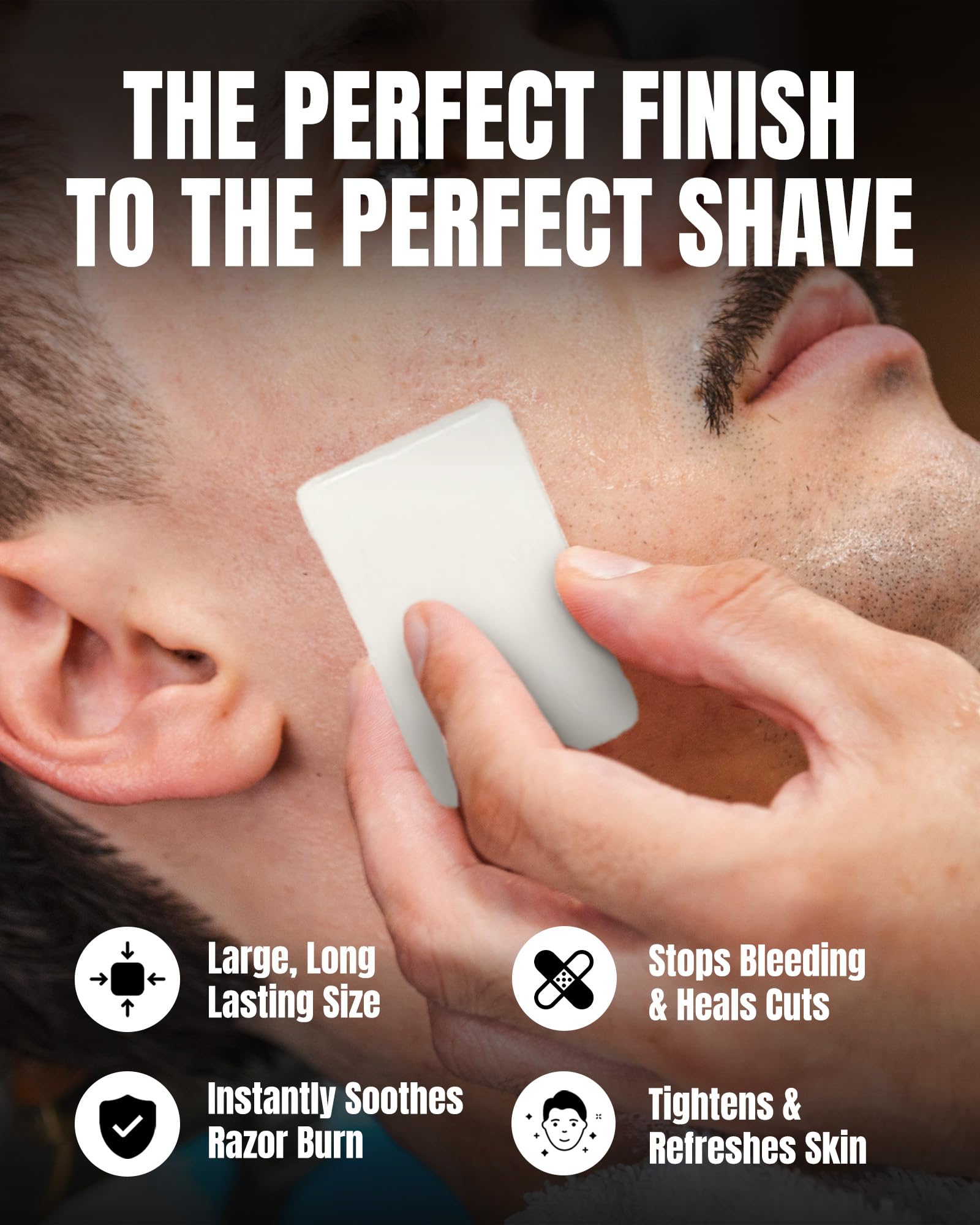 Travel-friendly Gentleman Jon alum block supports grooming on the go.