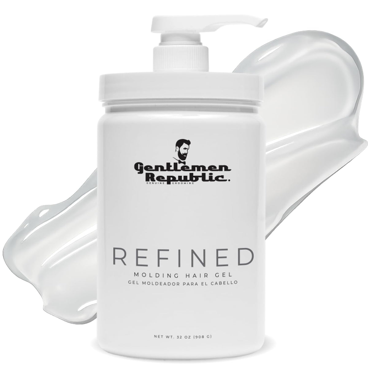 Gentlemen Republic Refined Gel bottle with pump for easy, mess-free styling.