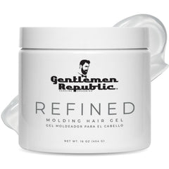 Gentlemen Republic Refined Hair Gel 16oz bottle with premium hold for a polished look.