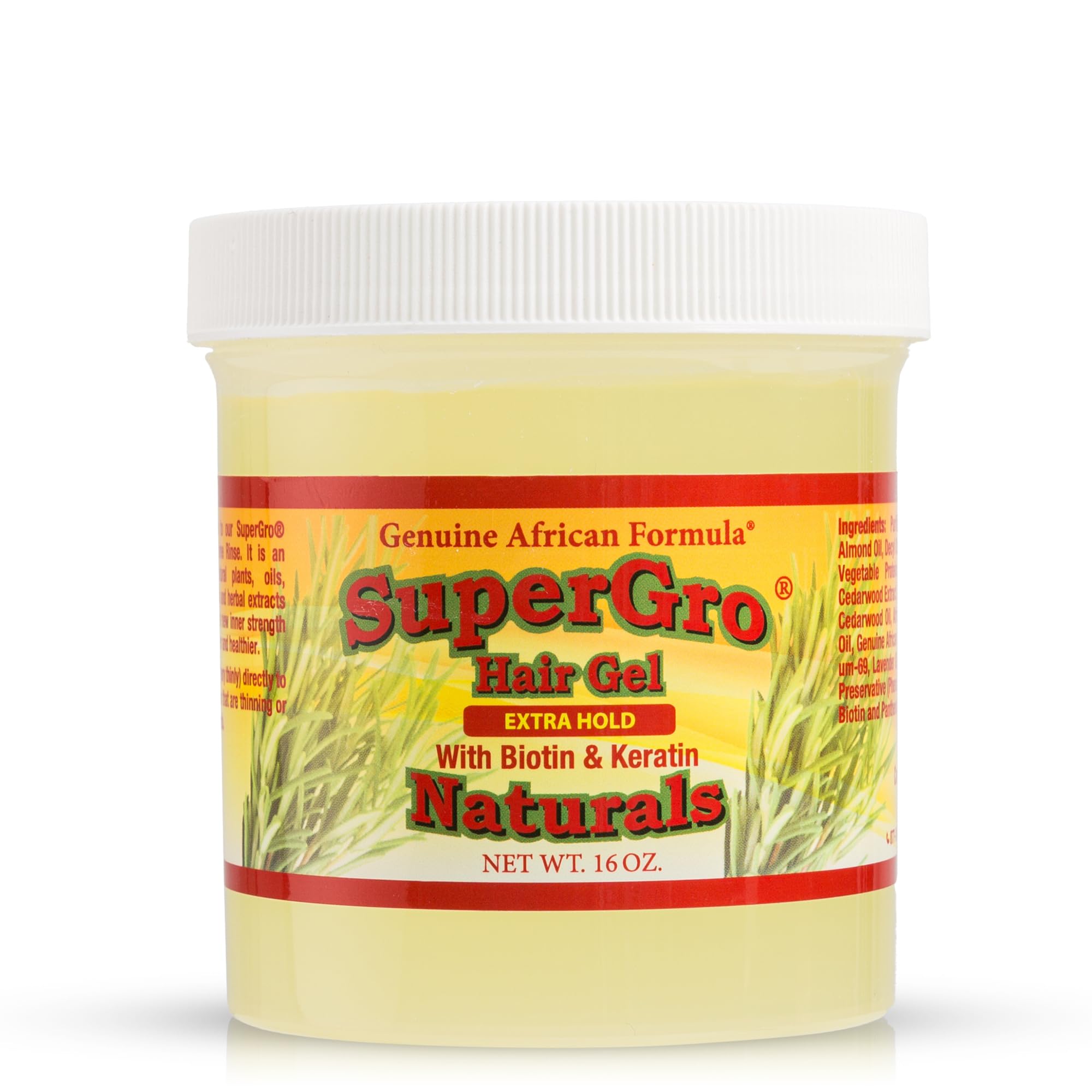 Genuine African Formula SuperGro Gel para trenzas ofrece agarre estable y brillo suave.