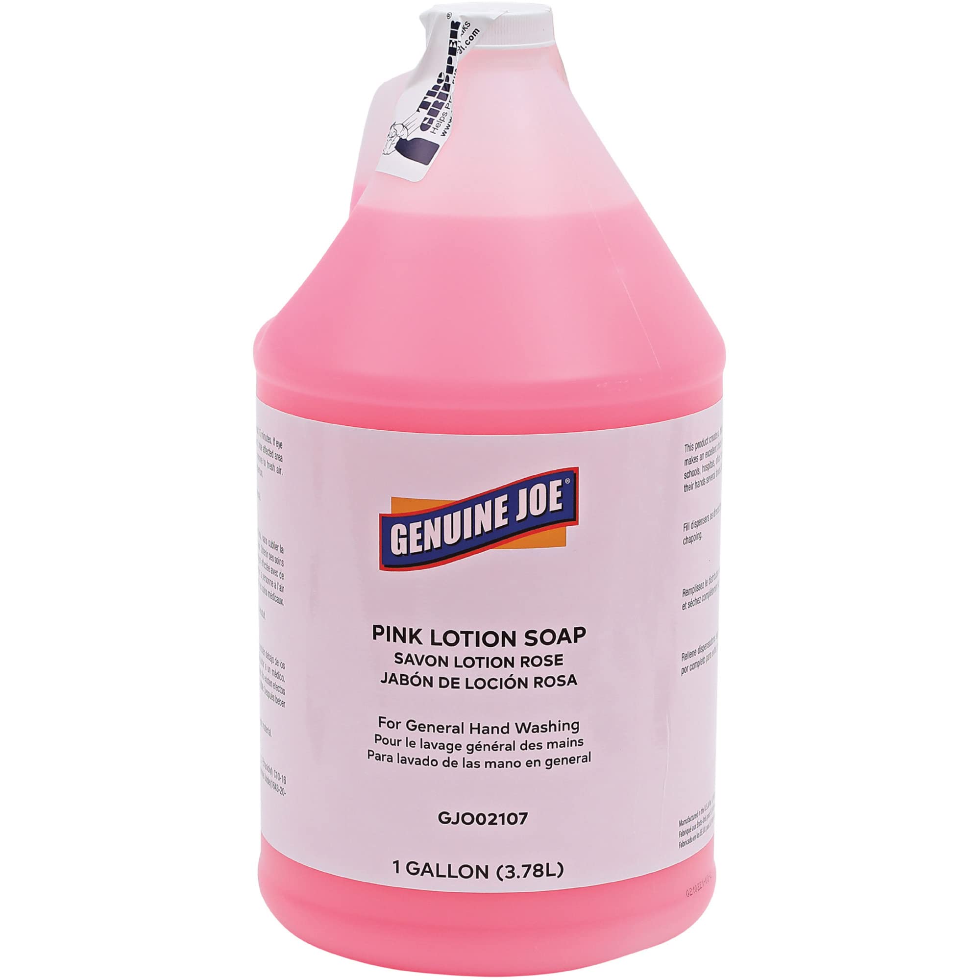 Genuine Joe Jabon Loción Rosa en botella de galón lista para rellenar dispensadores