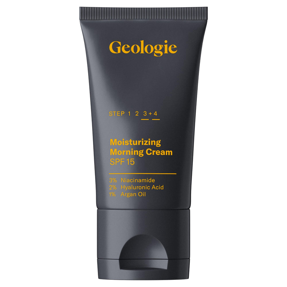 Geologie Moisturizing Face Cream SPF 15 bottle for lightweight hydration and daily protection.