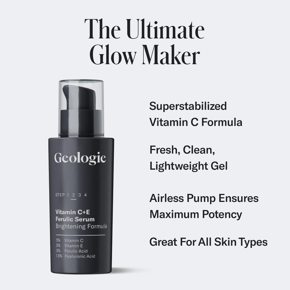 Geologie Vitamin C+E Ferulic Acid Serum dropper releasing stabilized vitamin C.