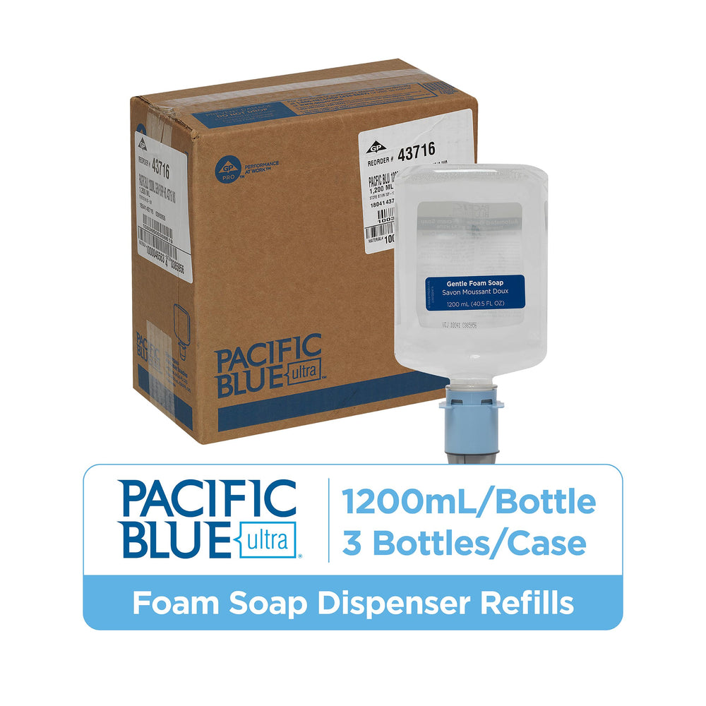Pacific Blue Ultra refill shown with touchless dispenser compatibility.