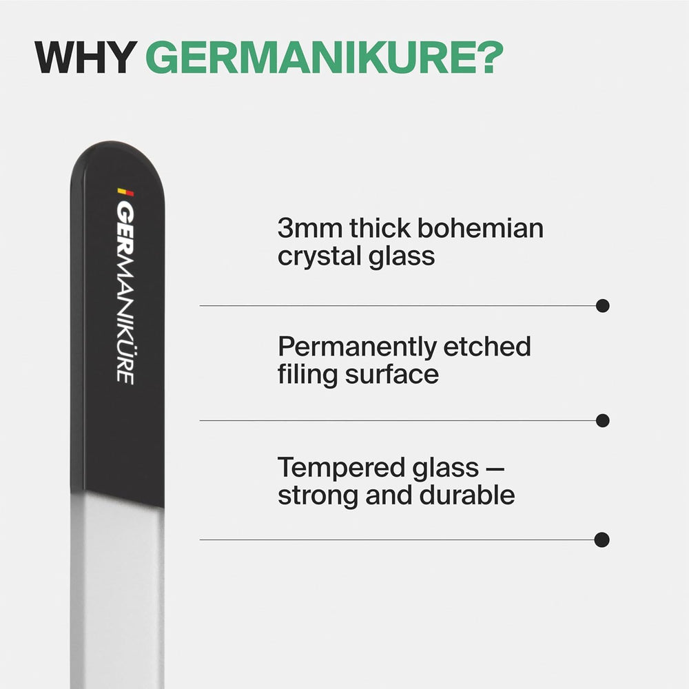 Germanikure 3mm-thick tempered glass nail file for durability