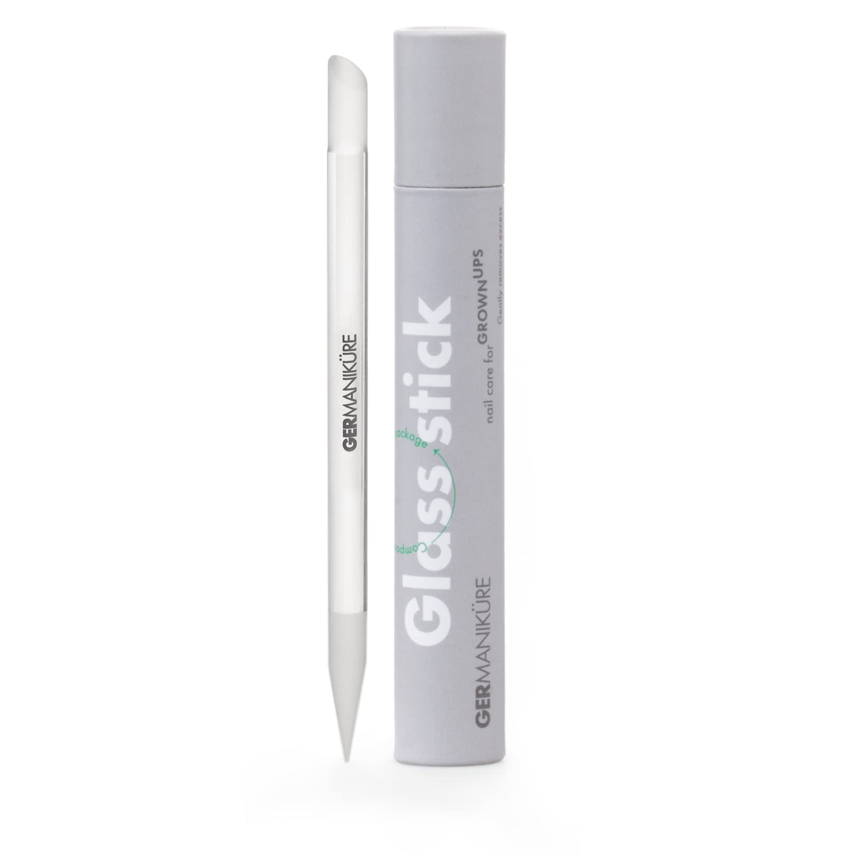 GERMANIKURE clear glass cuticle stick with no sleeve for precise cuticle work