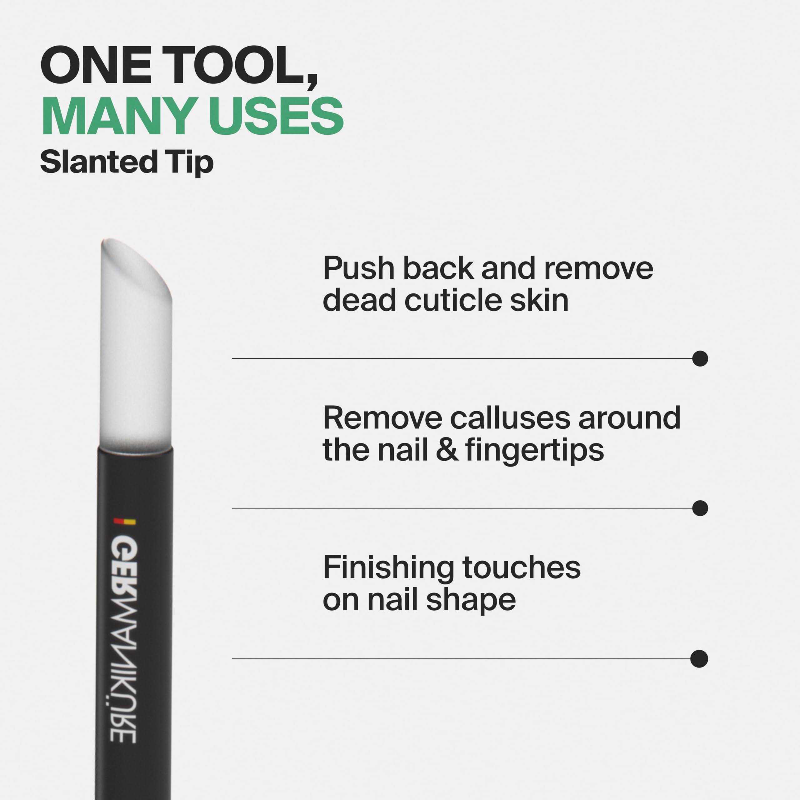 GERMANIKURE dead skin removal with slant tip minimizes contact