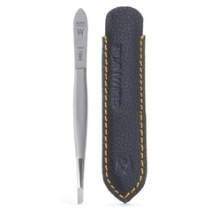 GERmanikure slanted tweezers in a leather case for precise on the go grooming