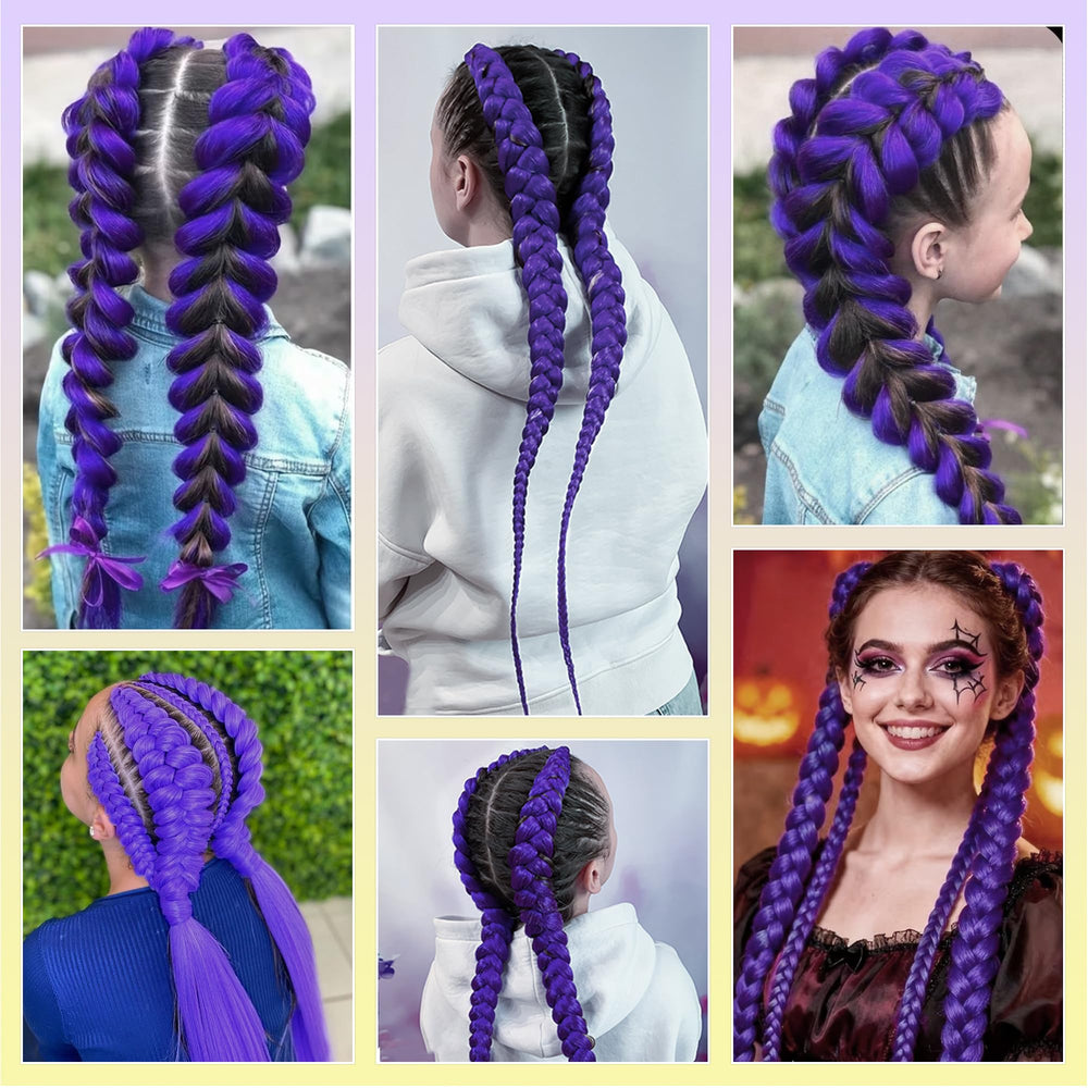 GetGal purple braids ponytail elevates Halloween and festival looks
