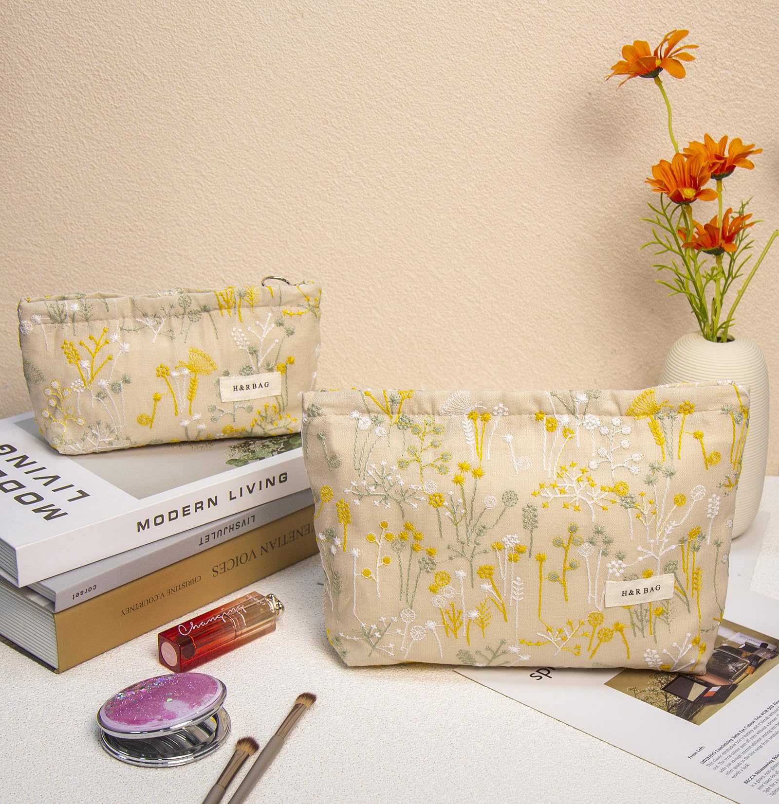 Getgto versatile purse organizer, one large bag and one small pouch.