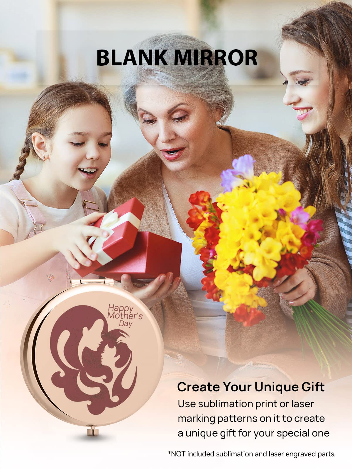 Getinbulk blank surface mirror ready for DIY personalization