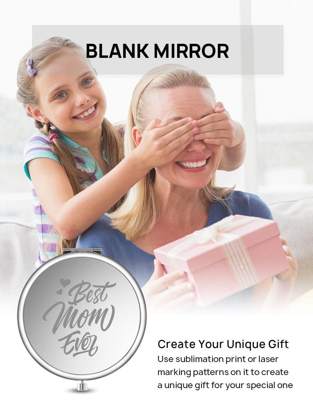 Getinbulk Compact Mirror blank surface for customization or DIY gifts.