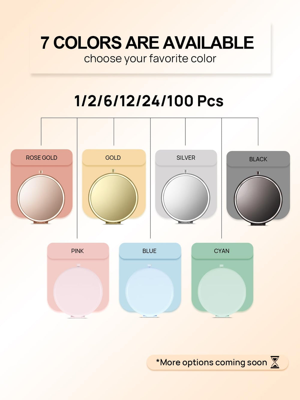 Getinbulk metal shell compact mirror rose gold closed and protected