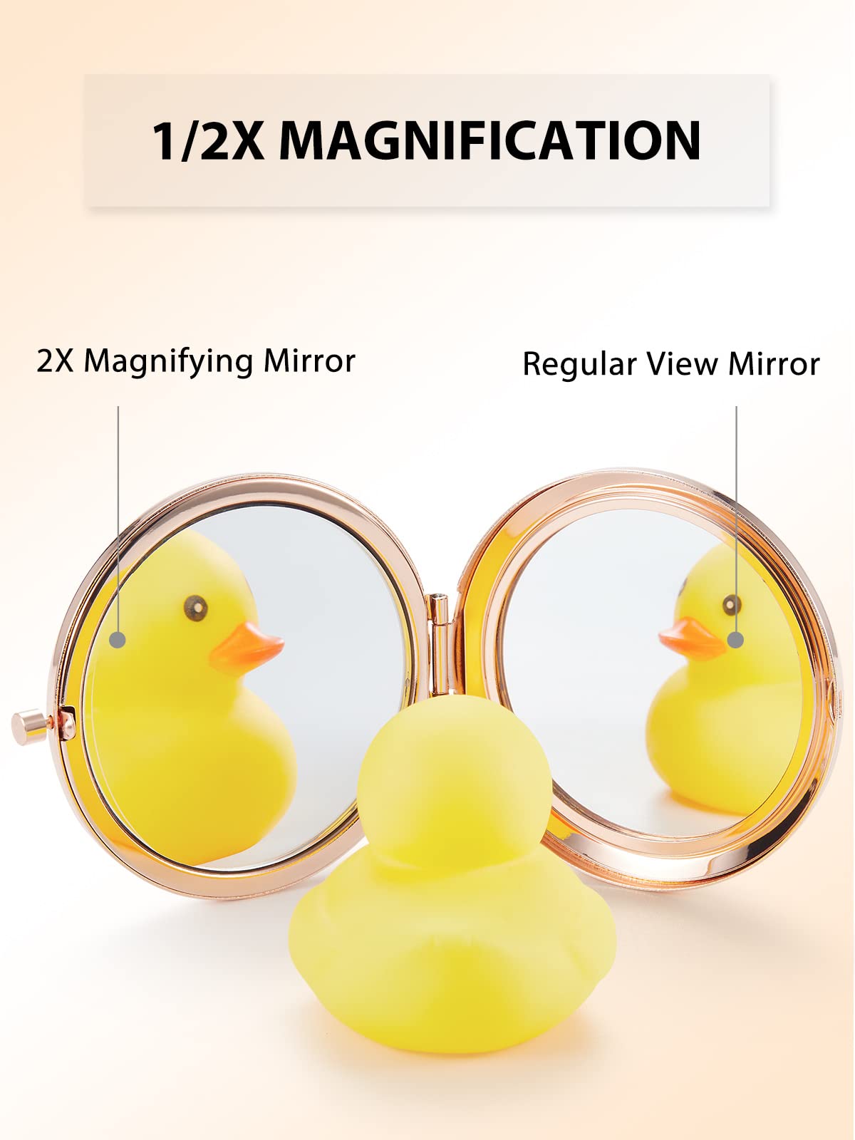 Getinbulk compact mirror rose gold with 2X magnifier for detailed grooming